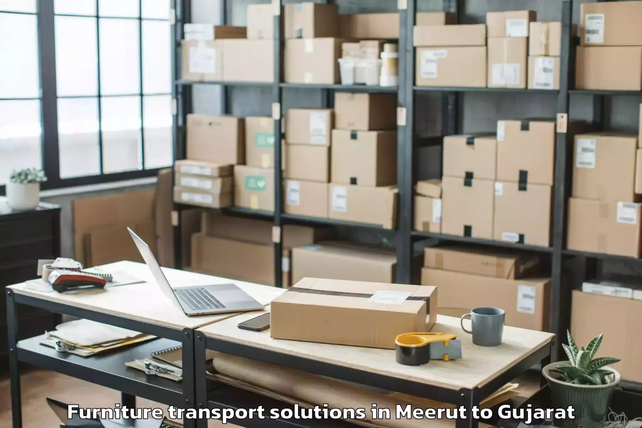 Quality Meerut to Himatnagar Furniture Transport Solutions